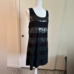 Juicy Couture Black and Sequin Striped Midi Dress Siren Glam EUC